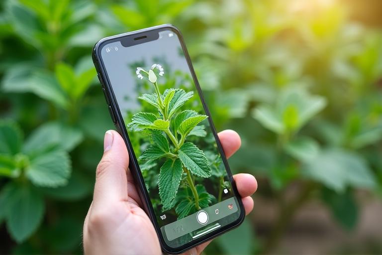 Interfejs aplikacji mobilnej rozpoznającej miętę pieprzową